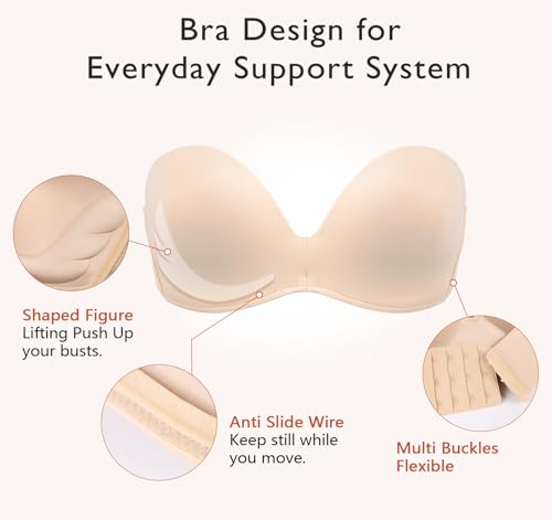 DotVol Women Hand Shape Custom Lift Invisible Wirefree Anti-Slip Strapless Push Up Bra4