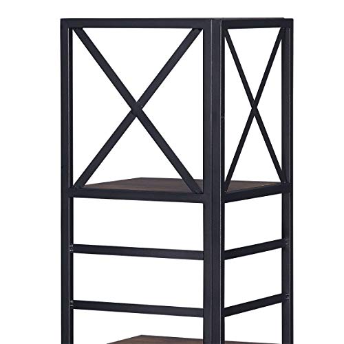 Homissue 6 Tier Industrial Corner Shelf Unit, Tall Bookcase Storage Display Rack For Home Office, Rustic Brown #TOP2