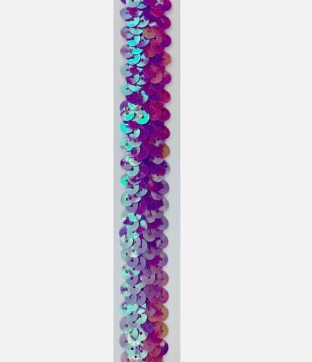 Generic 1 Pcs 7/8"" (2 Row) Violet Iris Stretch Sequin Trim for Decorative 12 Yards - Rk8