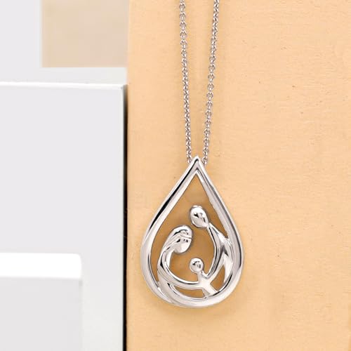 Jewelili Parent and Child Family Necklace Pendant in Sterling Silver or Rose or Yellow Gold over Silver 18" Cable Chain4