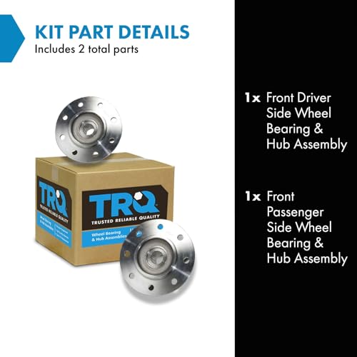 Image of TRQ 2 Piece Front Wheel Bearing & Hub Assembly Set 4WD Compatible with 1988-1994 Chevrolet K2500 1992-1994 K2500 Suburban K3500 GMC