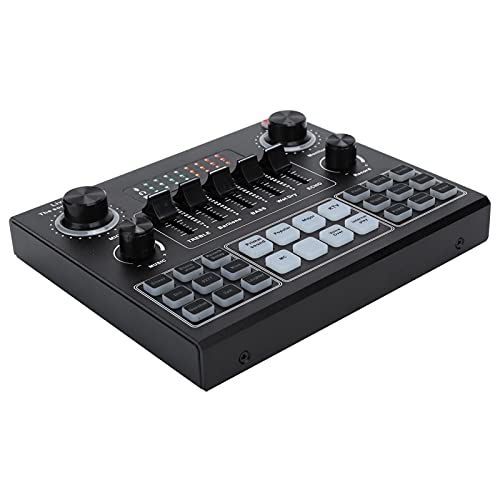 Tarjeta de Sonido Profesional, Mezclador de Audio Estéreo con Tarjeta de Sonido V9 con 16 Efectos de Sonido, Tarjeta de Sonido en Vivo para Computadora de Teléfono Móvil, para Transmisión en Vivo de J