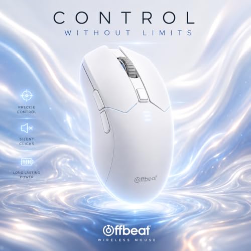 Image of Offbeat Ivy Blutooth 5.2 + 2.4Ghz Wireless Gaming Mouse | Triple Device connectivity | 5000 DPI 6D Button | 600 mAh Battery 100 Hours Playtime | Silent Click (White)