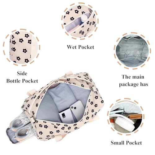 LEDAOU Gym Bag Duffle Women Dance Bags with Wet Pocket Overnight Bag with Waterproof Shoe Pouch for Girls Kids Travel Foldable Bag2