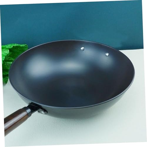 Wok de hierro robusto con mango antiadherente para cocinar miniatura 6