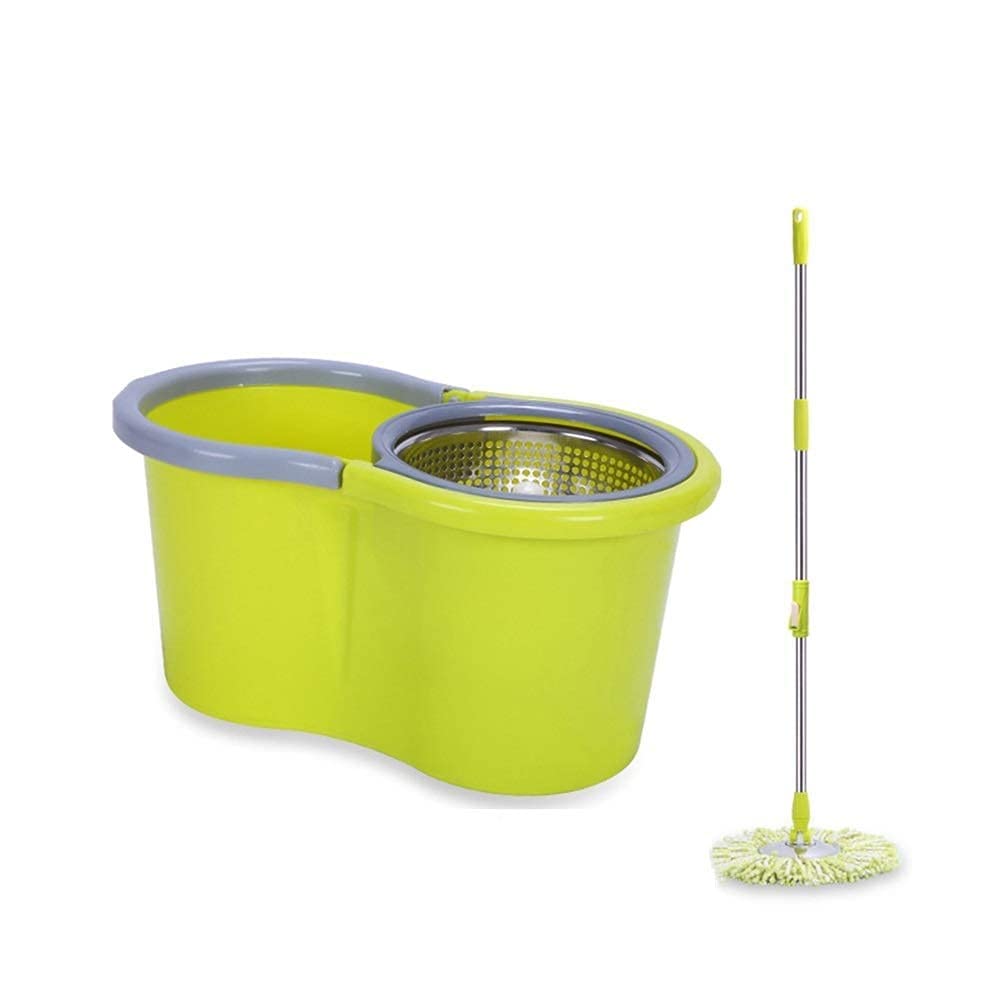 Kit pavimenti in legno duro in microfibra Sistema pulizia pavimenti con secchio mocio rotante con 4 testine in microfibra Sistema pulizia pavimenti con secchio in acciaio inossidabile con testa in mi
