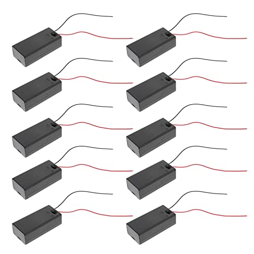 Hemobllo Porte- Batterie 9V Support de Batterie 9 Volt 6F22 avec Interrupteur Et Boîtier de Batterie de Boîtier Noir avec Vis (10Pcs Noir) Cover