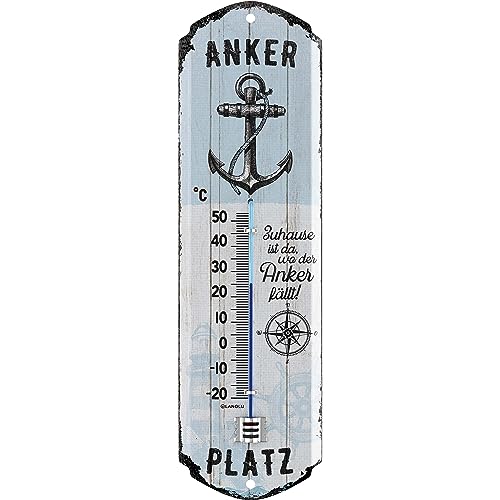 LANOLU retro Thermometer Ankerplatz maritime Ankerdeko für Garten und...
