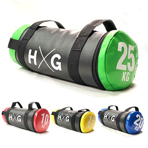 HxG Bolsa de Arena 25kg Relleno para Entrenamiento Funcional | Bolsa Lastrada de Piel Sintética 25 kg