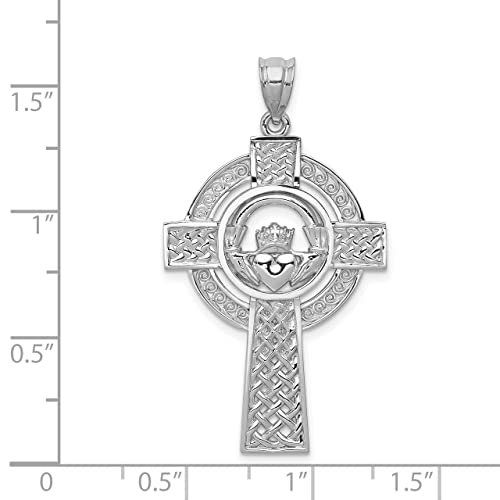 Lex & Lu 14K White Gold Celtic Claddagh Cross Pendant #TOP2