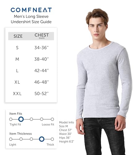 image for Comfneat Men's 2-Pack Thermal Long Sleeve Undershirt Waffle Knit Soft 