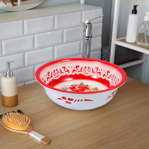 Tazón vintage grande esmaltado 36 cm resistente para cocina miniatura 5