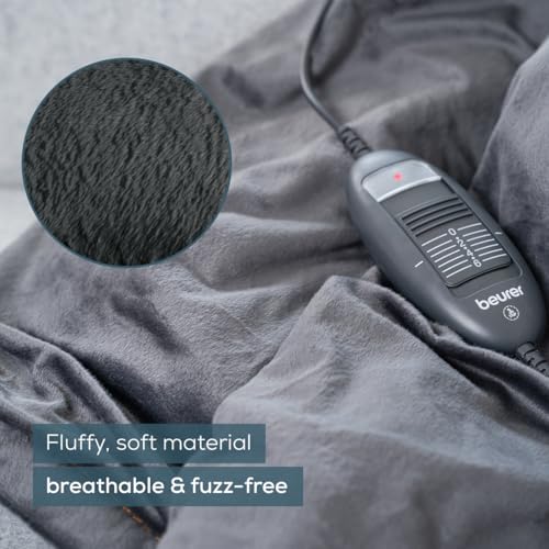 Image of Beurer HD 74 Electric Blanket Limited Edition, Cuddly Heat Blanket with 6 Temperature Levels, Safety System and Automatic Shut-Off, Machine Washable, Taupe
