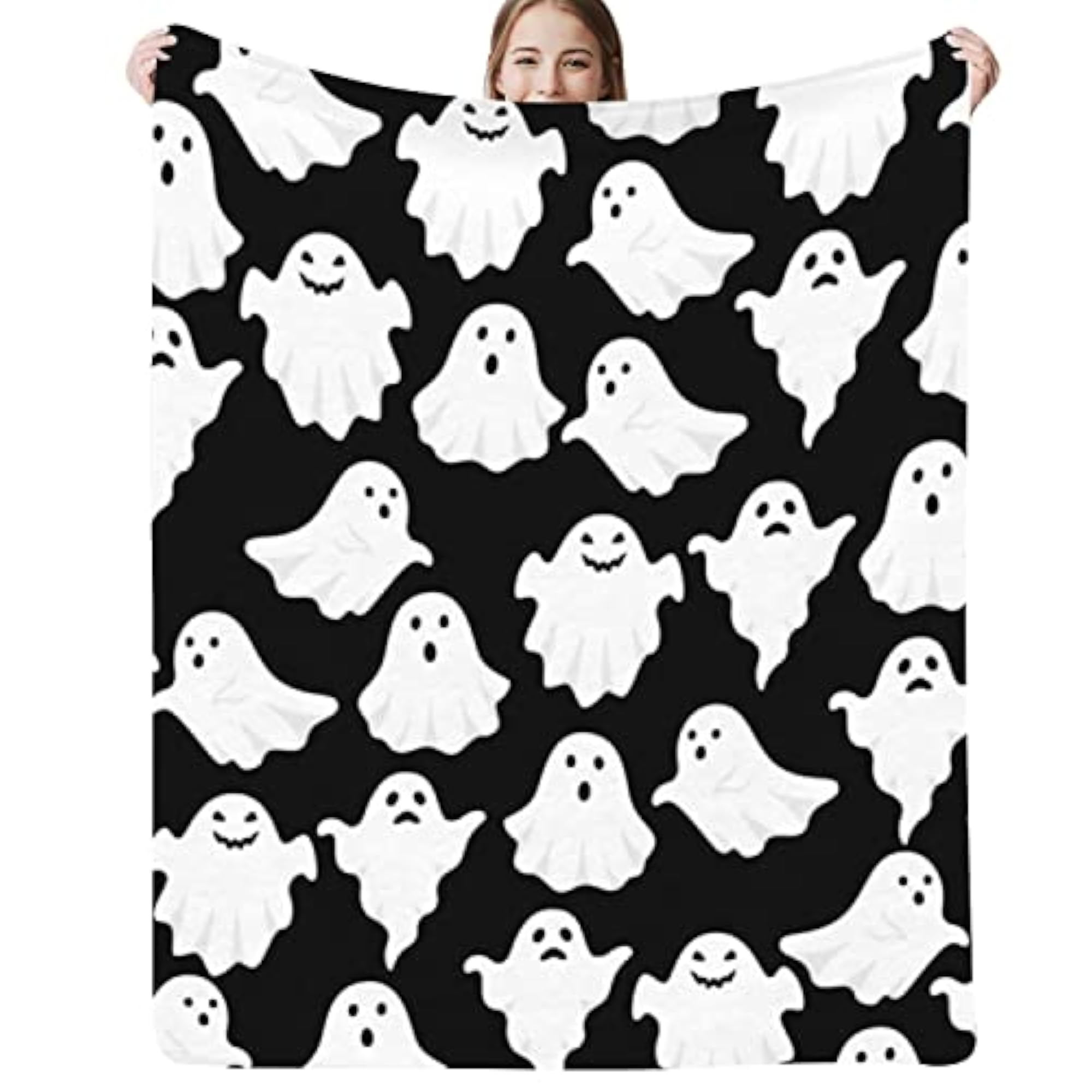Halloween Throw Blanket with Funny Ghost Design