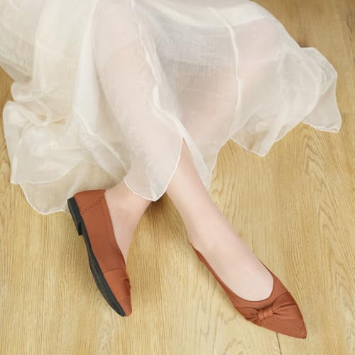 Image of HIULYCENCE Pointed Toe Flats for Women Ballet Flats | Comfortable Dressy Knit Lightweight Casual for Work Office Womens Flats