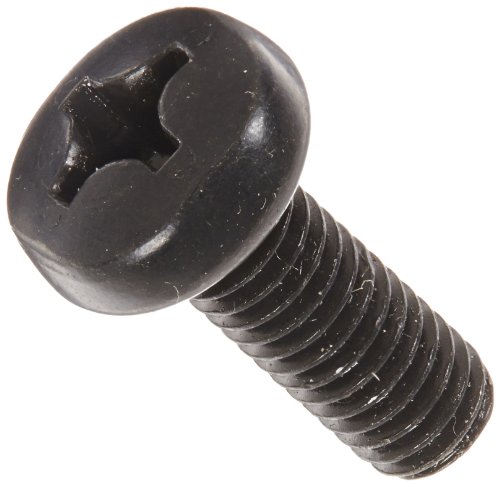 Steel Pan Head Machine Screw, Black Oxide Finish, Meets DIN 7985, #3 Phillips Drive, M6-1 Thread Size, 16 mm Length, Fully Threaded, Import (Pack of 50)