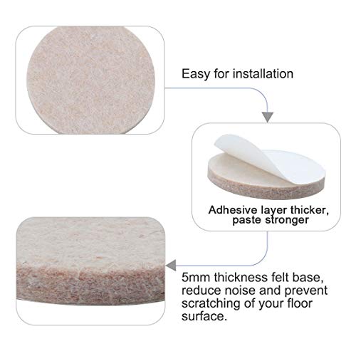 Uxcell 50Pcs Furniture Pads Round 1 1/4" Self-Stick Non-Slip Anti-Scratch Felt Pads Table Floors Protector Beige #TOP3