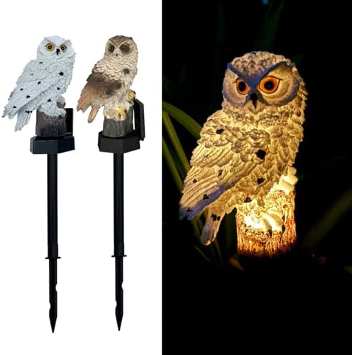 ZHAOFUBAO 2 Pack Owl Figure Solar LED Lights, Resin Garden Waterproof Decorations with Stake for Outdoor Yard Pathway Outside Patio Lawn Decor