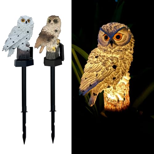 ZHAOFUBAO 2 Pack Owl Figure Solar LED Lights, Resin Garden Waterproof Decorations with Stake for Outdoor Yard Pathway Outside Patio Lawn Decor