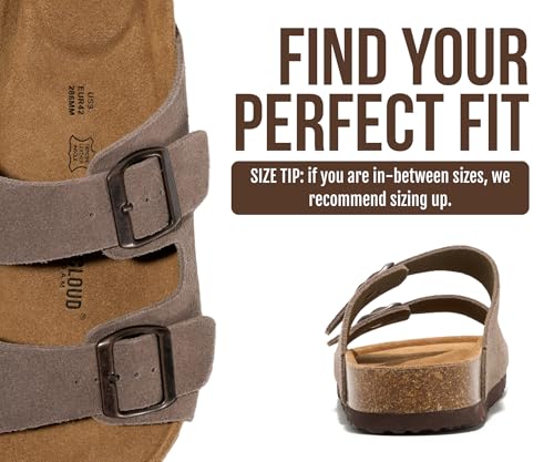Image of Project Cloud Mens Sandals 100% Genuine Leather - Memory Foam Insole & Cork Footbed Slides for Men Footwear - Non-Slip Summer Sandals for Men & Lightweight Mens Slides (Heritage)