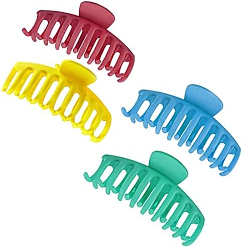 Chic & Sleek Hair Claw Clips for Women, Strong Hold Hair Clip for Thick Hair, 4 Inch Non-Slip Fashion Colorful Hair Styling for Girls (3 . Turquoise, Blue, Yellow, Wine red), Yellow,Blue,Red