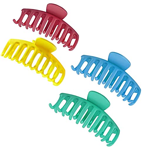 Chic & Sleek Hair Claw Clips For Women, Strong Hold Hair Clip For Thick Hair, 4 Inch Non-Slip Fashion Colorful Hair Styling For Girls (3 . Turquoise, Blue, Yellow, Wine Red), Yellow,Blue,Red #TOP19
