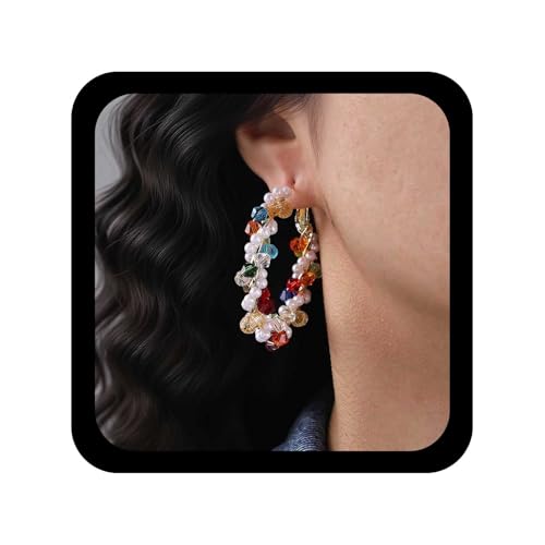 Cybche Boho Twist Pearl Huggie Earrings