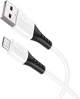 Hoco X82 - Silicone Charging And Data Transmittion Cable (2.4A - 1M), USB-A To Micro-USB Plug, Compatible With Samsung Huawei Xiaomi Oppo - White