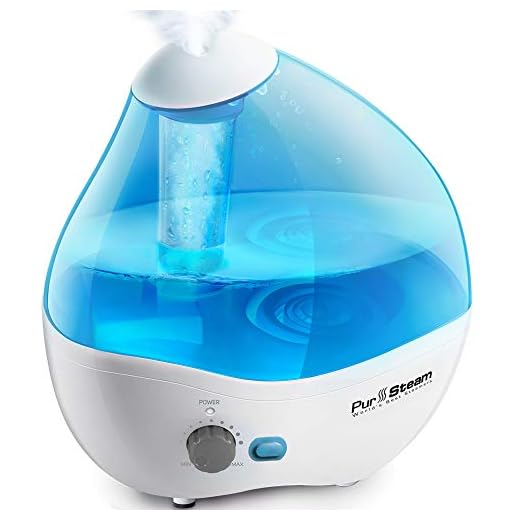 PurSteam Ultrasonic Cool Mist Humidifier - Superior Humidifying Unit with Whisper-Quiet Operation and Automatic Shut-Off. Large Water Tank