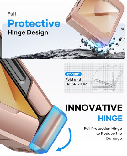 Image of ASAFCASE for Samsung Galaxy Z Flip 6 and Z Flip 7 FE Case Wallet, Rose Gold | Card Holder (3 Cards), Outer Screen Protector, Rugged Hinge Protect, Heavy Duty, Raised Edges & Fit Stylish Case Phone Cover
