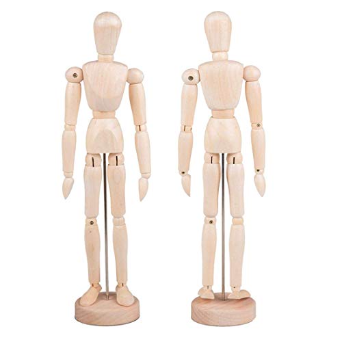 ZXZCTTC 2Pack 12 Inches Tall Wooden Mannequins of Men and Women Artist Mannequins with Stand Ornaments - Great for Painting or Tabletop Decoration