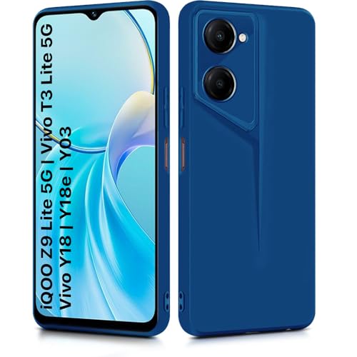 Image of WOW IMAGINE Slim Back Cover for iQOO Z9 Lite | Vivo T3 Lite 5G | Y18t | Y18 | Y18e | Y03 | Y28s | Blade Series Ultra Thin Case | Camera Protection | Soft Matte Silicone Flexible Mobile Case - Blue