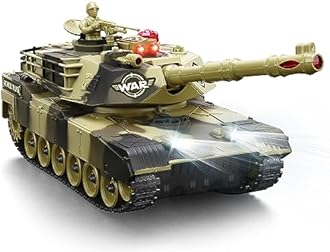 Remote Control Tank for Boys - Kids Simulated Army Tank Toy, 1:28 Scale 8 Channels RC Tanks with Toy Soldiers, 2 Batteries, Rotating Turret & Sound, Military Toys Great Gift for Boys Age 8 9 10