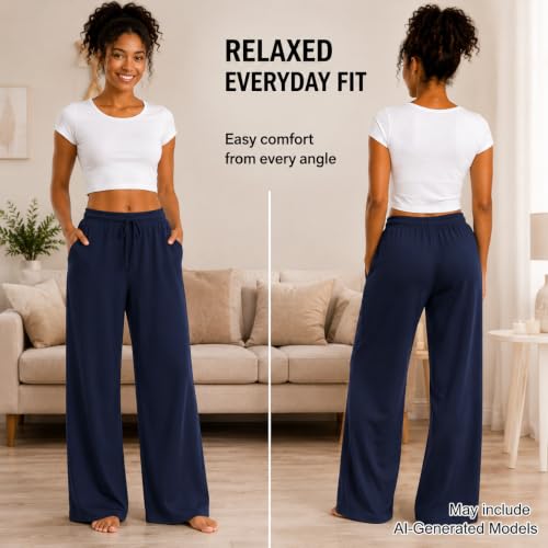 Image of Essential Elements Womens 3 Pack PJ Pants 100% Cotton Jersey Lounge Pajama
