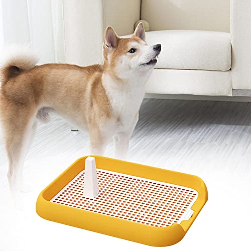 perfk Hunde Trainings Pads Welpentoilette, Mesh Gitter Haustier Trainingstoilette mit Tablett für Töpfchentrainer Drinnen Und Draußen, Gelb