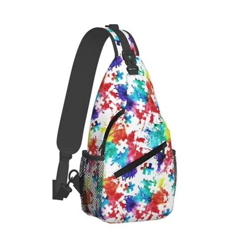 Cute Autism Print Sling Bag Autism Awareness Crossbody Backpack Shoulder Bags Travel Daypack for Women Men2