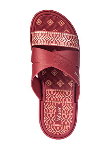 Image of Khadims Waves Women Maroon Casual Slip-On Sandal, 8 UK
