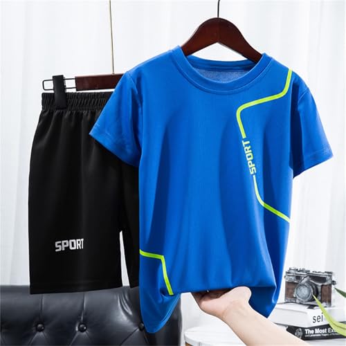 Kids Boys Girls 2 Piece Gym Workout Tracksuit Moisture Wicking Short T-shirts with Sport Shorts Set Sportwear2