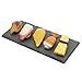 Lot de 4 assiettes à sushi rectangulaires en ardoise pour sushis - Plateau de service - Style pierre - Plateau à fromage 25 x 12 cm.