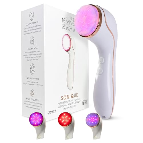 reVive Light Therapy Lux Collection Soniqu Cleanser Sonic Face Cleanser Brush with Medical-Grade Red Light Therapy for Face Water-Resistant