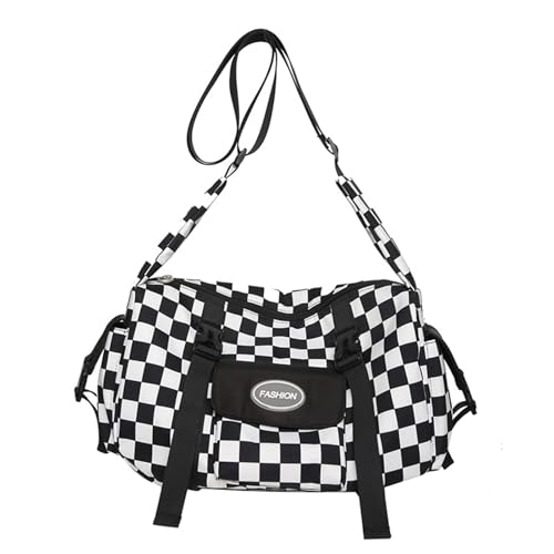 Checkered Crossbody Bag Large Canvas Checkered Bum Messenger Bag with Front Pocket Alt Bum Bags for Women Alt Trendy 2025