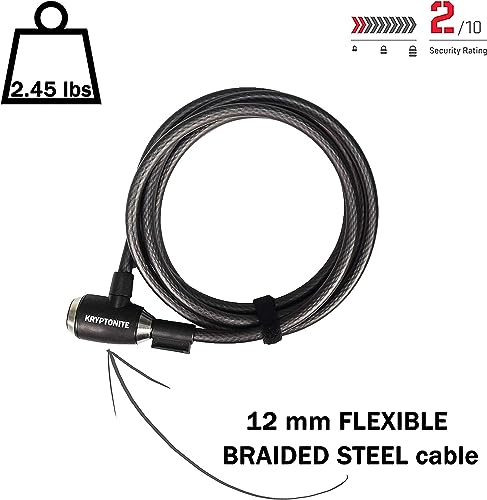 Image of Kryptonite KryptoFlex Bike Lock Cable, 2FT /6FT /10FT Long 12mm Thick Heavy Duty Braided Steel Cable Anti-Theft Security Lock for Outdoor Equipment, Combination /Key Bike Lock
