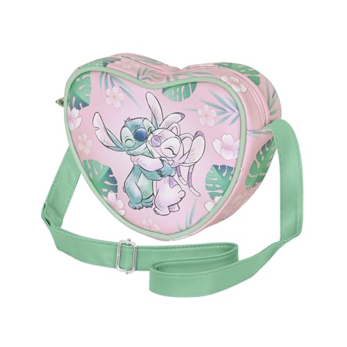 Disney Lilo y Stitch Hug-Bolso Corazón Casual, Rosa, 21 x 15,5 cm