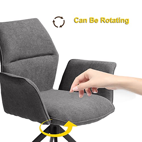 Hipihom Modern Rotating Dining Chairs Set Of 2, Upholstered Fabric Accent Leisure Armchairs With Mid Back And Metal Legs For Living Room/Dining Room/Bedroom/Guest Room,Grey #TOP6