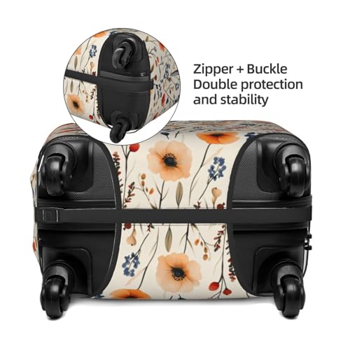 Elegant Flower W Print Travel Luggage Covers, Washable Suitcase Covers Protector for Luggage 18-32 Inch High Elasticity3