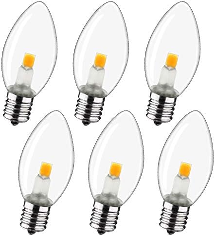 MYEMITTING LED Night Light Bulb – C7 E12 LED Bulbs – Candelabra Light Bulbs, 0.6 Watt Equivalent 7W Incandescent Bulb, Warm White 2700K, Window Candles & Chandeliers Replacement Bulb, 6 Pack
