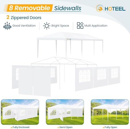 HOTEEL 10x30 Party Tent with 8 Removable Sidewalls for Parties, Weddings, BBQ, Baby Shower, Waterproof Outdoor Event Canopy, Patio Camping Gazebo, Carpas para Fiestas, White by Hoteel - Image 6