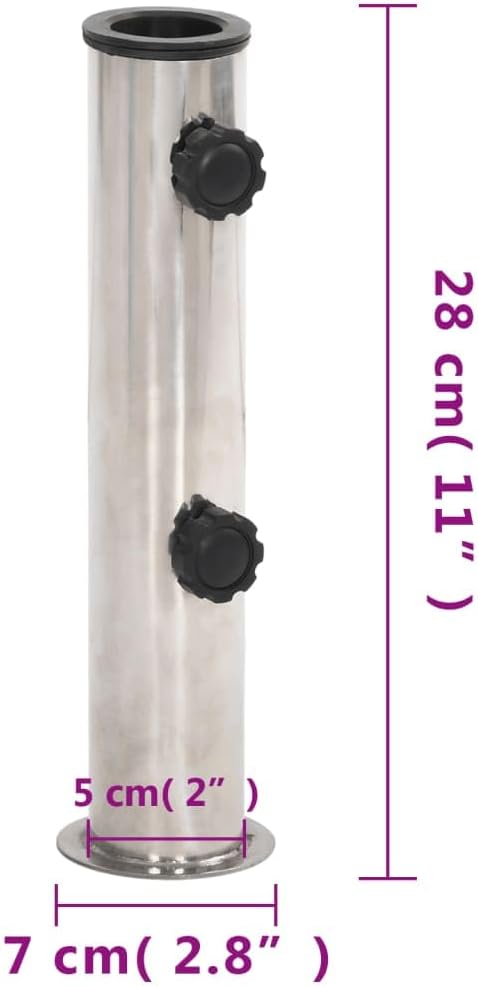 vidaXL Stainless Steel Parasol Base-Silver, Sturdy & - Umbrella Stand for 1.5"/1.9" Poles, Lightweight & Adjustable, Portable for Patio/Deck Use