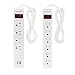 OviiTech 6 Outlet Surge Protector Power Strip and 4 Outlet Surge Protector Power Strip with 2 USB Charging Ports, Right-Angle Flat Plug,Portable Travel Charger Charging Station,White(2 Pack)