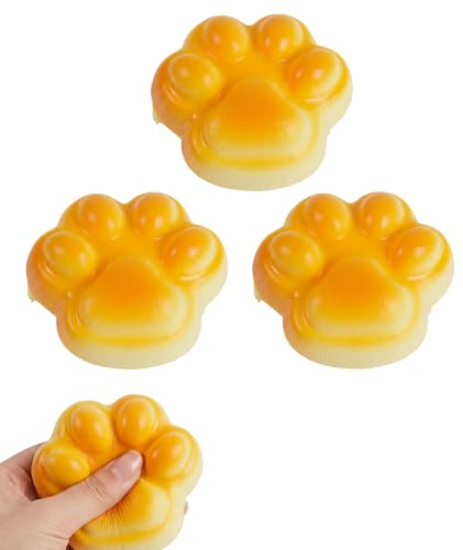 Image of 3PCS Taba Squishy Cat Paw, Taba Squishy for Relaxing Sensory Fidget Pinch Family for Kids Cat Paw Squeeze Cute Beautiful Cat Paw (Yellow)